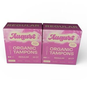 2 Pack It’s August Super Comfy Organic Unscented Tampons, Regular, 16 Count
